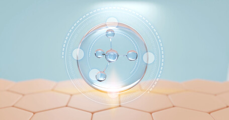 Vitamin drop on soft skin. Skin Serum, Skin Repair, moisturizer, collagen serum, skin care cosmetics solution. 3d rendering