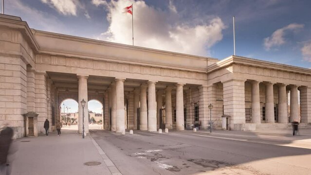 The Burgtor Vienna Austria moving time lapse.The Burgtor was once part of the old defensive walls of Vienna