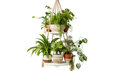 Multi-Tiered Hanging Pot Arrangement on white background