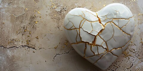 ceramic heart with golden cracks