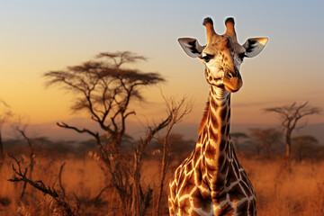 Giraffe at dawn in Kruger park South Africa