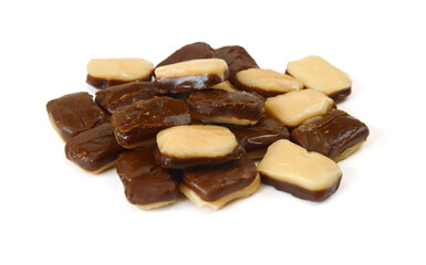 Coffee candies isolated on white background