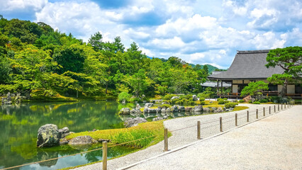 Tenryū-ji’s beautiful landscape garden and Sogen Pond in the Arashiyama district of Kyoto, Japan.