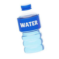 3D Mineral Water Bottle With Blue Label. 3d illustration, 3d element, 3d rendering. 3d visualization isolated on a transparent background