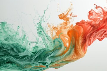 "The photograph captures the eye with bright splashes of green and red paint against an innocent white surface, like joyful splashes of color in a stark white space." Copy space .For design project