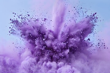 Fototapeta premium Bright purple powder bursting out in a vibrant colorful explosion of pigment. Concept Colorful Powder Explosion, Vibrant Photography, Artistic Burst, Purple Pigment, Dynamic Colorful Shot