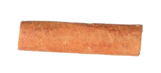 One aromatic cinnamon stick isolated on white