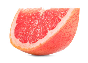 Cut ripe grapefruit isolated on white. Citrus fruit
