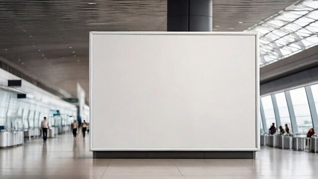 Blank billboard posters in the airport,Empty advertising billboard at aerodrome, public shopping center mall or business center high big advertisement board space blank mockup signboard generative ai