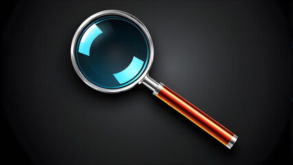 magnifying glass for search icon clipart isolated on a black background. magnifying glass on a black background