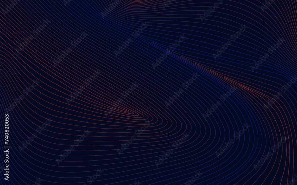 Poster abstract technology with dynamic wavy lines background illustration in minimalist style