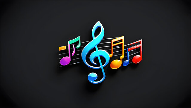 music icon symbol clipart isolated on a black background. abstract music background