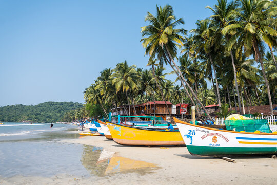 palolem, india. 26th october, 2023: views of palolem beach shoreline, india