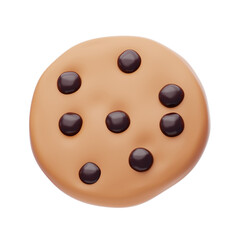 Fototapeta premium 3D Cookie With Choco Chips. 3d illustration, 3d element, 3d rendering. 3d visualization isolated on a transparent background