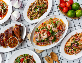 Northeastern Thailand foods,  Many variety various Isaan foods. Isaan cuisine,