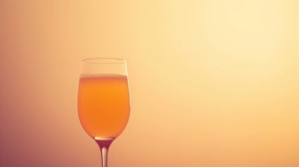 Silhouette of Peach Bellini Cocktail Against Warm Sunset Glow.