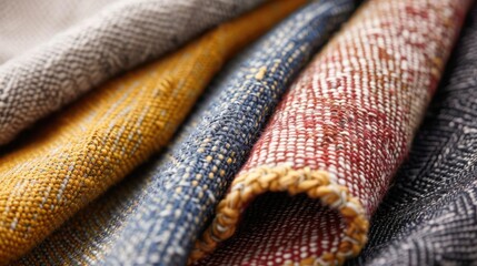 Close-up view of a assorted Textured Fabric Swatches.