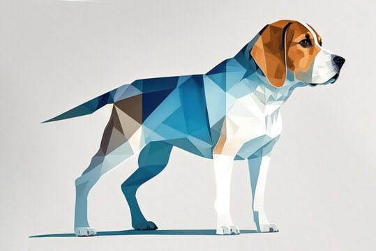 Beagle dog portrait, hound illustration, hunting dog,  generative AI