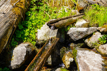 Morskie Oko hiking route , Tatras mountains  , natural fountain