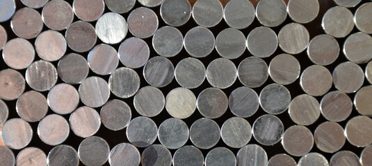 background : metal pellets aligned horizontally and vertically, top view