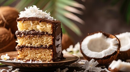 Beau gâteau moelleux au chocolat et noix de coco » IA générative