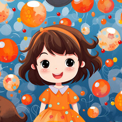 Obraz na płótnie Canvas Small Cute girl playing with balls.
