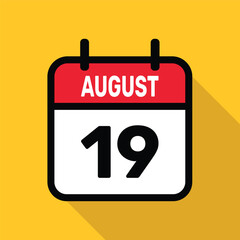Calendar 19 August Vector illustration background design.