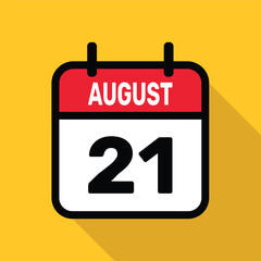Calendar 21 August Vector illustration background design.