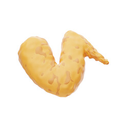 3D Chicken Wings Flavorful Delight. 3d illustration, 3d element, 3d rendering. 3d visualization isolated on a transparent background