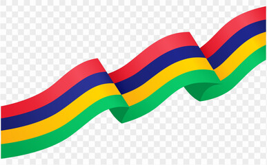 Mauritius flag wave isolated on png or transparent background. vector illustration.