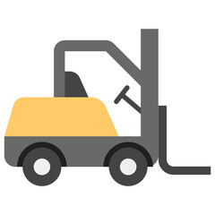 Fork lift truck, flat vector icon.