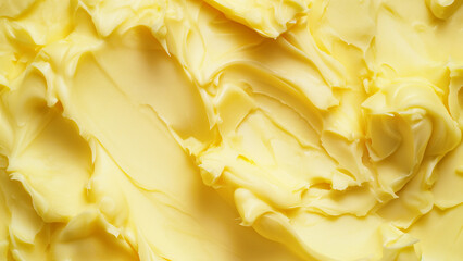 Texture of tasty homemade butter as background, top view. - obrazy, fototapety, plakaty