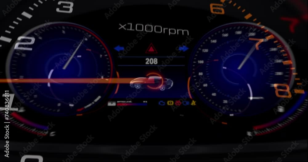 Poster High Performance V8 Engine Accelerating. Camera Zoom To Car's Interior. Performance Sports Car And Engines Related 3D Animation.