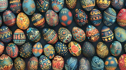 Easter holiday background wallpaper, bunny, colorful eggs pattern, colored egg, banner design, card poster