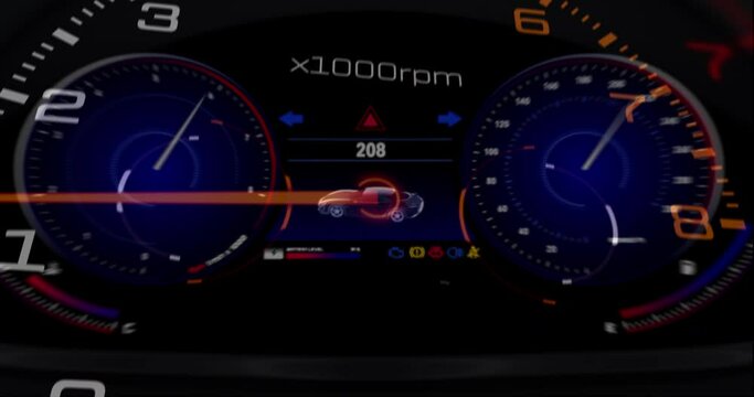 High Performance V8 Engine Accelerating. Camera Zoom To Car's Interior. Performance Sports Car And Engines Related 3D Animation.