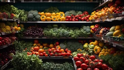 various vegetables fruits a shelfa supermarket