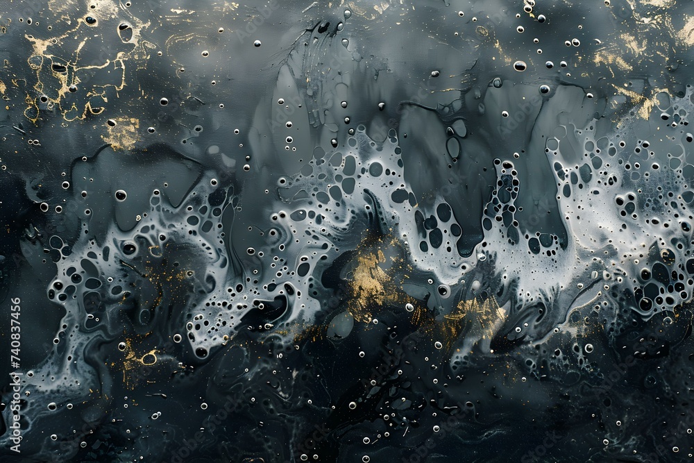 Poster dynamic water droplets creating patterns against dark backdrop artistic and captivating. concept wat