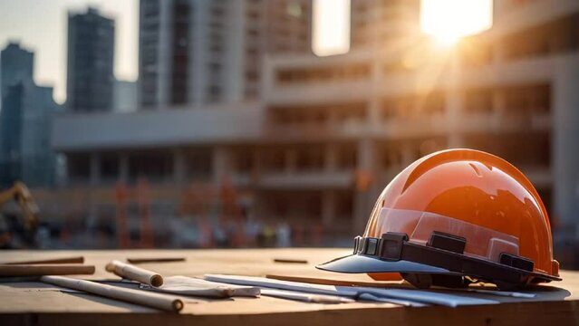 Construction safety helmet, construction site