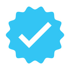 An illustration of a blue tick verified mark on the white background