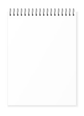 Blank notebook page mockup. Realistic white paper