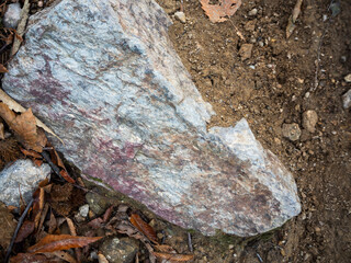 imagen detalle textura suelo de tierra y una piedra enorme enterrada 