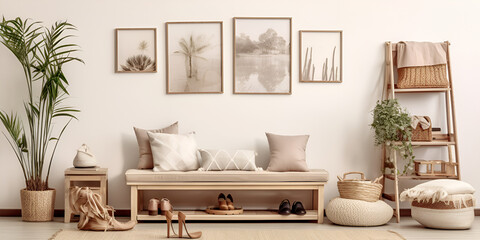 Fototapeta na wymiar modern living room interior with white background generated ai