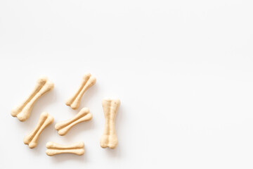 Dog chew bones for cleaning teeth and treats, top view