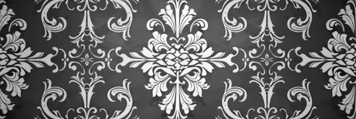Zelfklevend Fotobehang Gray wallpaper with damask pattern © Lenhard