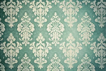 Foto op Plexiglas Green wallpaper with damask pattern © Lenhard