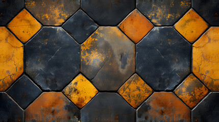 Close Up of Metal Surface With Yellow and Black Tiles
