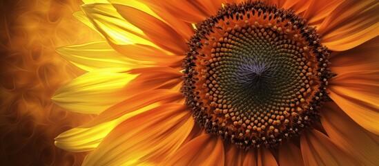 A closeup of a sunflower, a flowering plant, with a dark background showcasing its vibrant petals and central iris. The terrestrial plant is an annual plant often used in cuisine