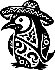 Penguin Logo Vector in the Mexican Style