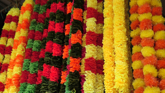 Colorful flower garland festival decoration