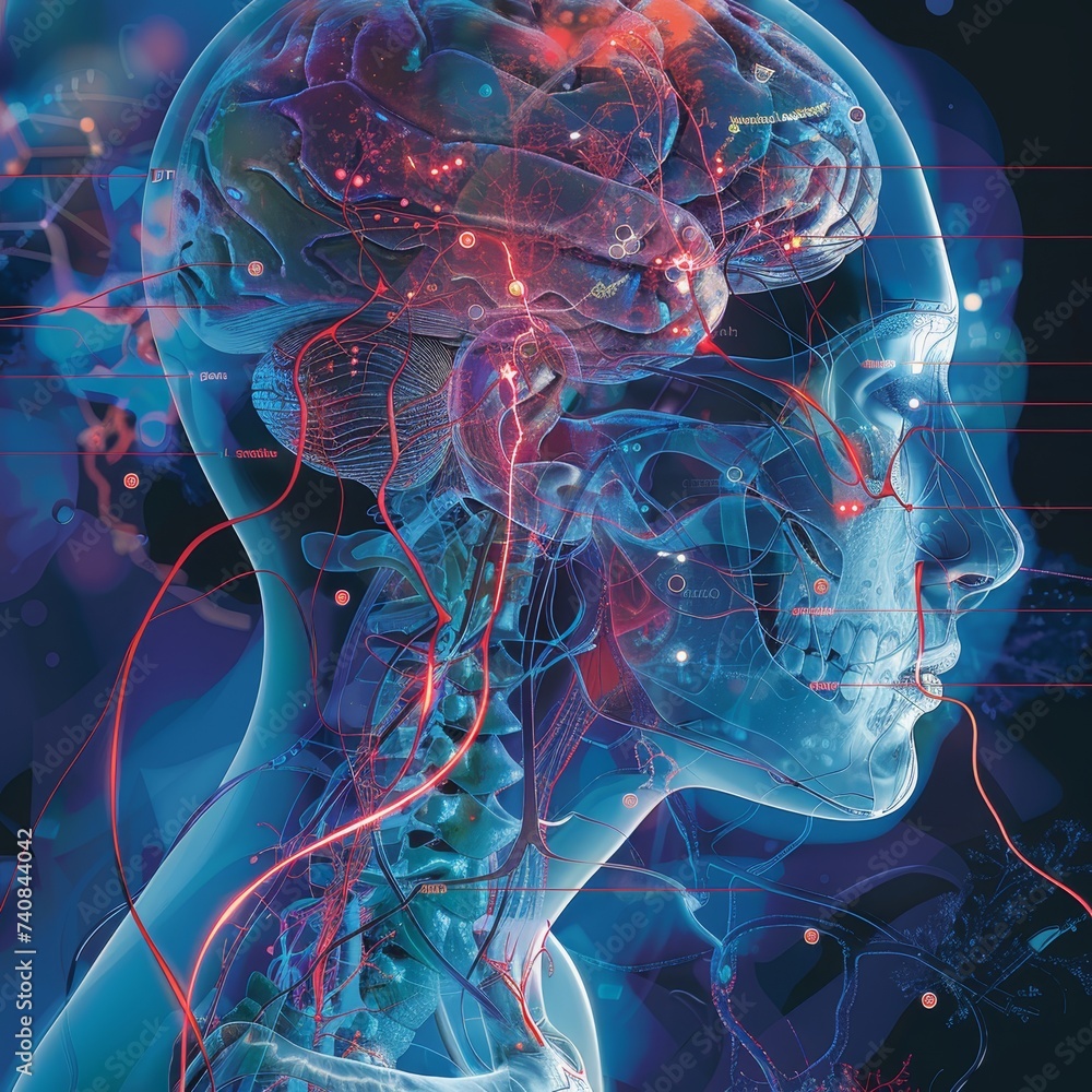 Poster This visualization presents a futuristic view of human neural networks, with an emphasis on the interconnectedness of brain and body.